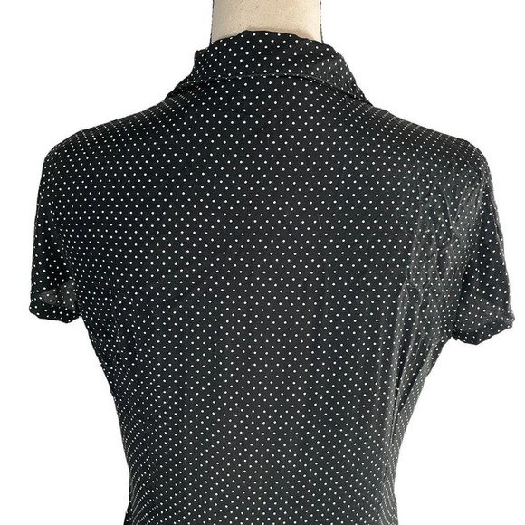 LIZ Claiborne Liz Sport Petite Women’s XS Black White Dot Button Down Blouse Top - Picture 4 of 7